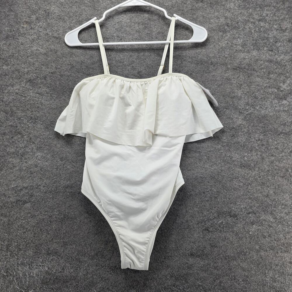Sugar Coast By Lolli Swim One Piece Womens M White Lined Ruffle Bandeau